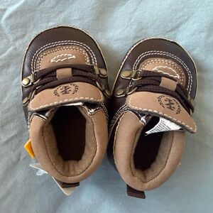 Izod Toddler Two-Tone Brown Lace-Up Booties